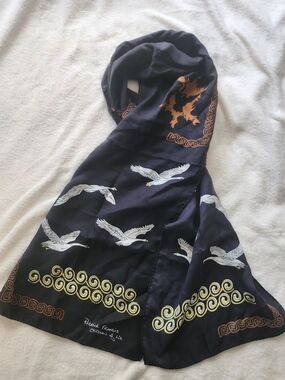 Patrick Francis Ireland Celtic Swan Scarf Navy Gold Oblong 12x60